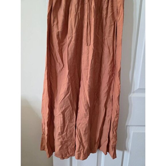 FRAME Cinched V-Neck Crinkled Midi Dress S - Picture 4 of 8